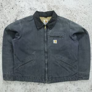 Vintage Carhartt WOMENS WJ097 PTL FADED Grey Detroit Jacket Sherpa Size Large